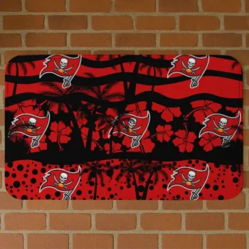 Tampa Bay Buccaneers Palm Silhouette Red Black Doormat