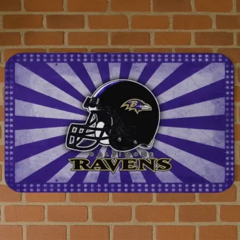 Purple Helmet Centerpiece Baltimore Ravens Doormat - Non-Slip Fan Mat