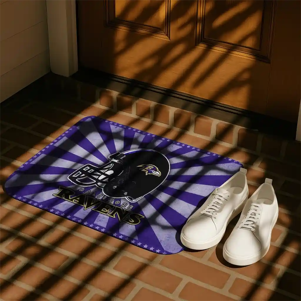 baltimore-ravens-helmet-centerpiece-purple-doormat-trendy.webp