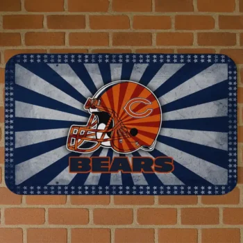 Blue Helmet Centerpiece Chicago Bears Doormat - Non-Slip Fan Mat