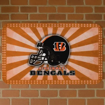 Orange Helmet Centerpiece Cincinnati Bengals Doormat - Non-Slip Fan Mat