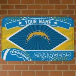 Custom Blue/Yellow Football Crest Los Angeles Chargers Doormat - Personalized Non-Slip Fan Mat