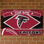 Custom Red/Black Football Crest Atlanta Falcons Doormat - Personalized Non-Slip Fan Mat