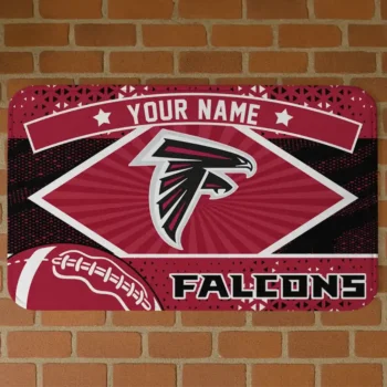 Custom Red/Black Football Crest Atlanta Falcons Doormat - Personalized Non-Slip Fan Mat