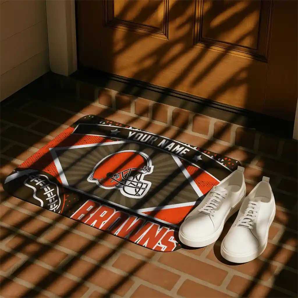 customized-cleveland-browns-football-crest-brown-black-doormat-trendy.webp