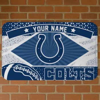 Custom Blue/Gray Football Crest Indianapolis Colts Doormat - Personalized Non-Slip Fan Mat