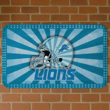 Blue Helmet Centerpiece Detroit Lions Doormat - Non-Slip Fan Mat