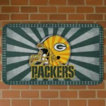 Green Helmet Centerpiece Green Bay Packers Doormat - Non-Slip Fan Mat