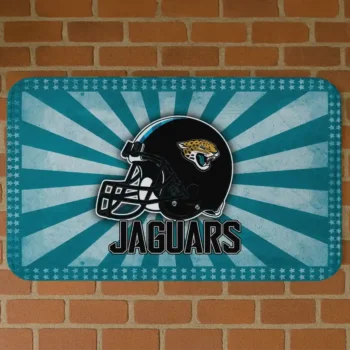 Teal Helmet Centerpiece Jacksonville Jaguars Doormat - Non-Slip Fan Mat