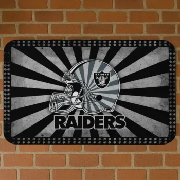 Black Helmet Centerpiece Las Vegas Raiders Doormat - Non-Slip Fan Mat