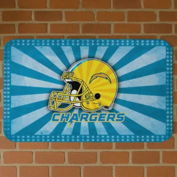 Blue Helmet Centerpiece Los Angeles Chargers Doormat - Non-Slip Fan Mat