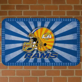 Blue Helmet Centerpiece Los Angeles Rams Doormat - Non-Slip Fan Mat