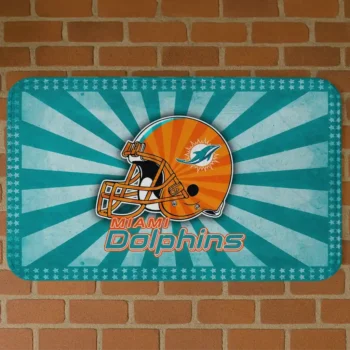 Aqua Helmet Centerpiece Miami Dolphins Doormat - Non-Slip Fan Mat