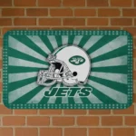 Green Helmet Centerpiece New York Jets Doormat - Non-Slip Fan Mat
