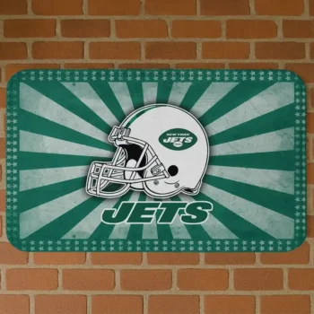Green Helmet Centerpiece New York Jets Doormat - Non-Slip Fan Mat