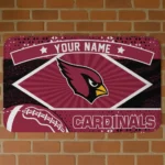 Custom Red/Black Football Crest Arizona Cardinals Doormat - Personalized Non-Slip Fan Mat