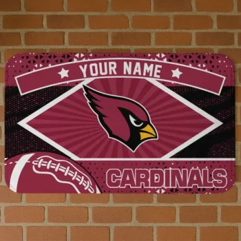 Custom Red/Black Football Crest Arizona Cardinals Doormat - Personalized Non-Slip Fan Mat