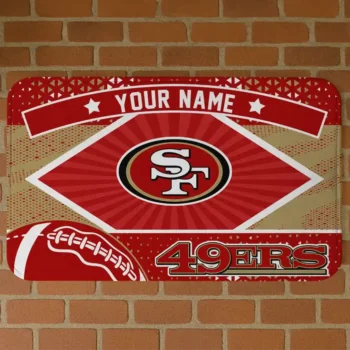 Custom Red/Yellow Football Crest San Francisco 49ers Doormat - Personalized Non-Slip Fan Mat