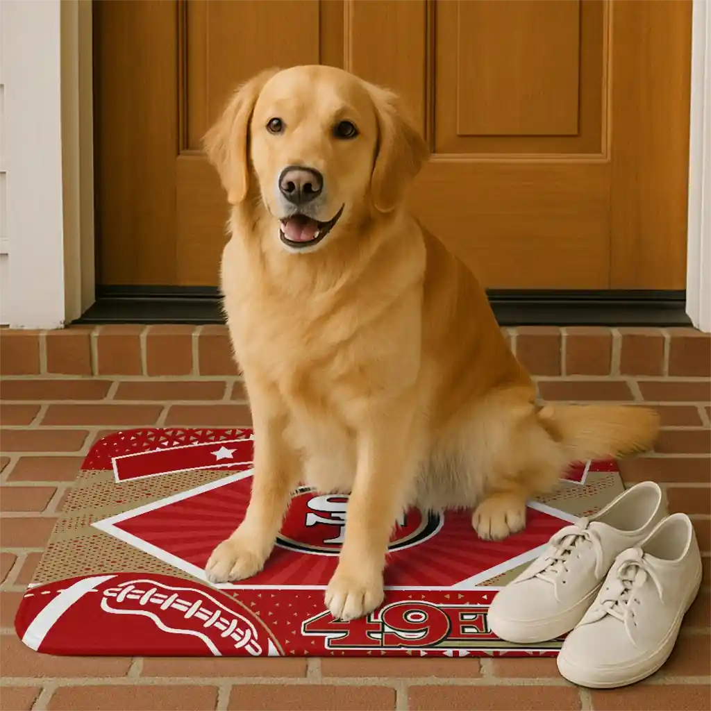 personalized-san-francisco-49ers-football-crest-red-black-doormat-high-quality.webp