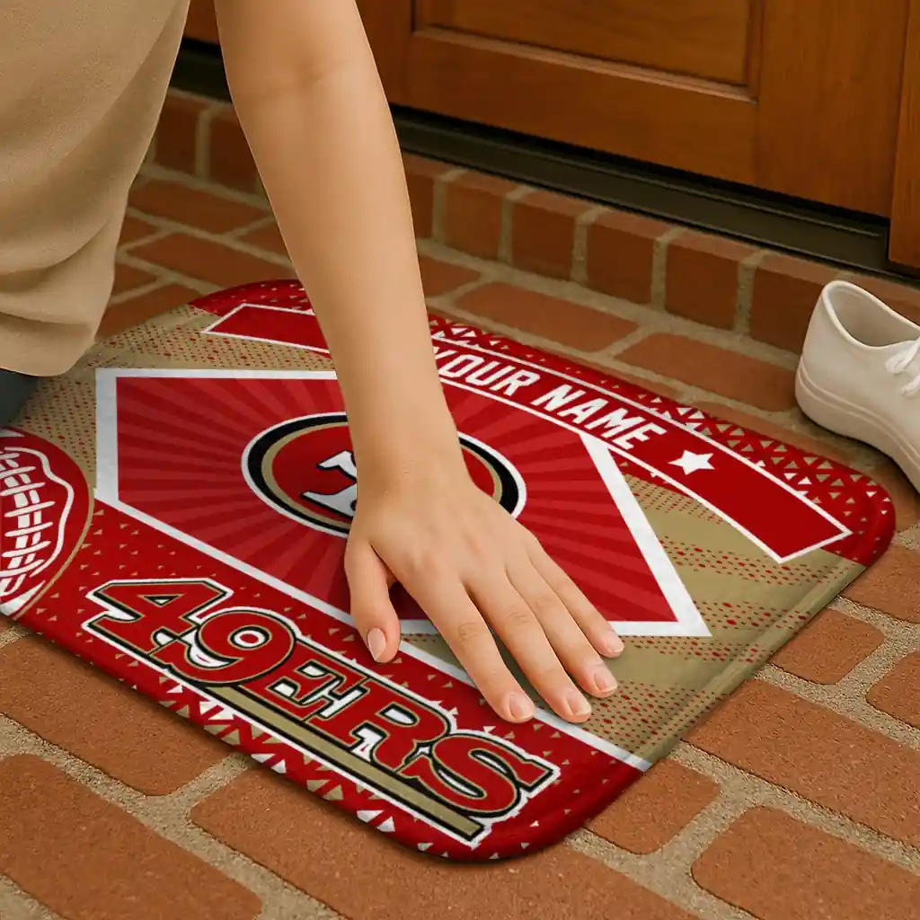 personalized-san-francisco-49ers-football-crest-red-black-doormat-premium-grade.webp