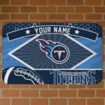 Custom Navy/Blue Football Crest Tennessee Titans Doormat - Personalized Non-Slip Fan Mat