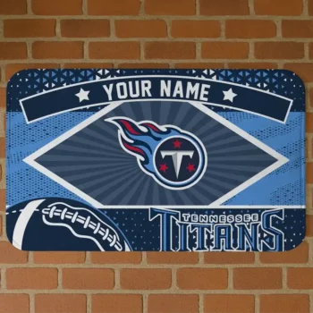 Custom Navy/Blue Football Crest Tennessee Titans Doormat - Personalized Non-Slip Fan Mat