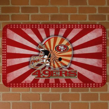 Red Helmet Centerpiece San Francisco 49ers Doormat - Non-Slip Fan Mat
