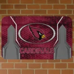 Red Hexagon Oval Arizona Cardinals Doormat - Non-Slip Fan Mat