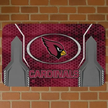 Red Hexagon Oval Arizona Cardinals Doormat - Non-Slip Fan Mat