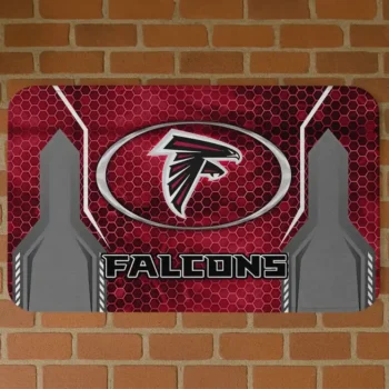 Red Hexagon Oval Atlanta Falcons Doormat - Non-Slip Fan Mat