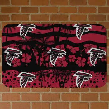 Black/Red Palm Silhouette Atlanta Falcons Doormat - Non-Slip Fan Mat