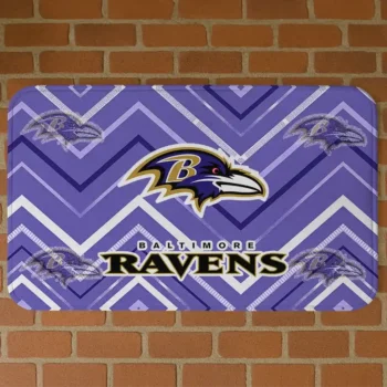 Purple Chevron Geometrics Baltimore Ravens Doormat - Non-Slip Fan Mat
