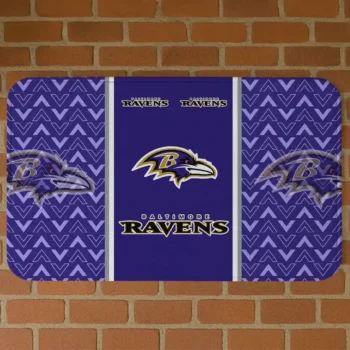Purple Chevron Stack Baltimore Ravens Doormat - Non-Slip Fan Mat