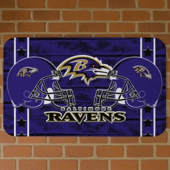 Purple Helmet Illustration Baltimore Ravens Doormat - Non-Slip Fan Mat