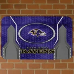 Purple Hexagon Oval Baltimore Ravens Doormat - Non-Slip Fan Mat