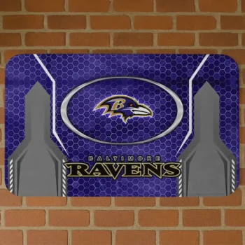 Purple Hexagon Oval Baltimore Ravens Doormat - Non-Slip Fan Mat