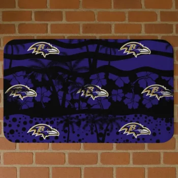 Black/Purple Palm Silhouette Baltimore Ravens Doormat - Non-Slip Fan Mat