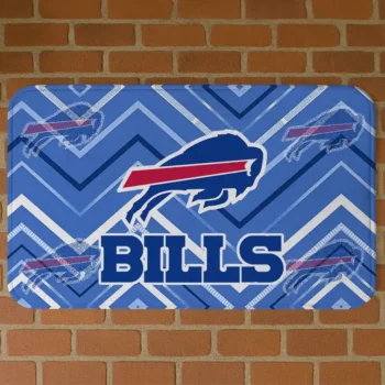 Blue Chevron Geometrics Buffalo Bills Doormat - Non-Slip Fan Mat