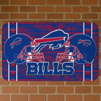 Blue Helmet Illustration Buffalo Bills Doormat - Non-Slip Fan Mat
