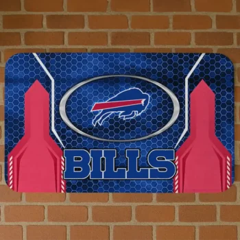 Blue Hexagon Oval Buffalo Bills Doormat - Non-Slip Fan Mat