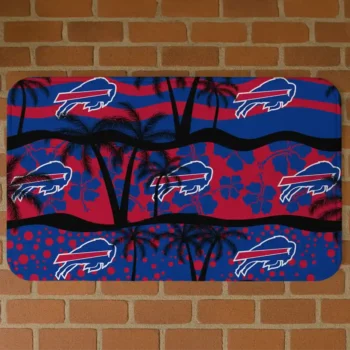 Black/Blue Palm Silhouette Buffalo Bills Doormat - Non-Slip Fan Mat