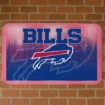 Blue Pixel Blur Buffalo Bills Doormat - Non-Slip Fan Mat