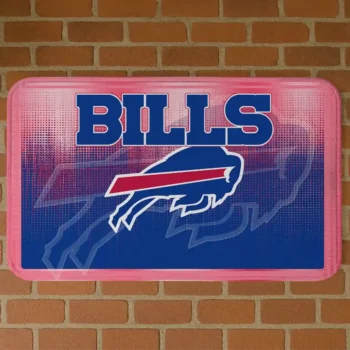 Blue Pixel Blur Buffalo Bills Doormat - Non-Slip Fan Mat