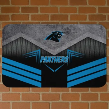 Black/Blue Chevron Points Carolina Panthers Doormat - Non-Slip Fan Mat