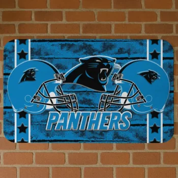 Blue Helmet Illustration Carolina Panthers Doormat - Non-Slip Fan Mat