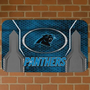 Blue Hexagon Oval Carolina Panthers Doormat - Non-Slip Fan Mat