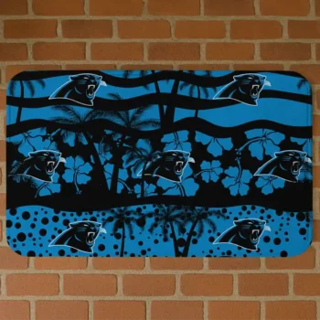 Black/Blue Palm Silhouette Carolina Panthers Doormat - Non-Slip Fan Mat