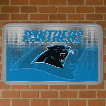 Blue Pixel Blur Carolina Panthers Doormat - Non-Slip Fan Mat