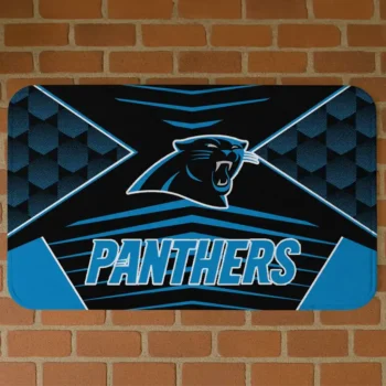 Black/Blue Techno Camo Carolina Panthers Doormat - Non-Slip Fan Mat
