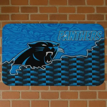 Black/Blue Tribal Detailing Carolina Panthers Doormat - Non-Slip Fan Mat